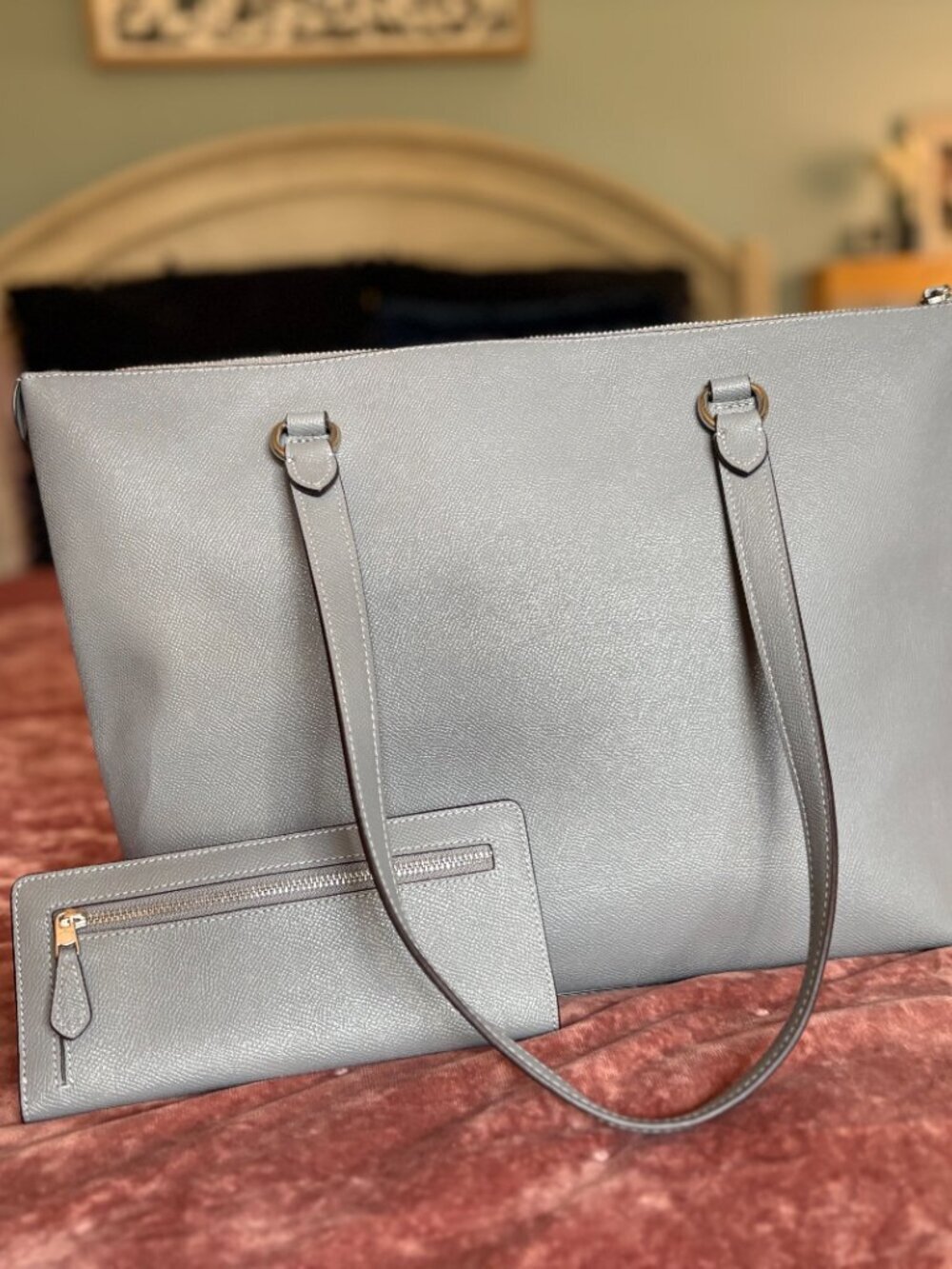 Coach Gallery Tote and Wallet Set Crossgrain Leather Twilight Blue - Picture 4 of 13